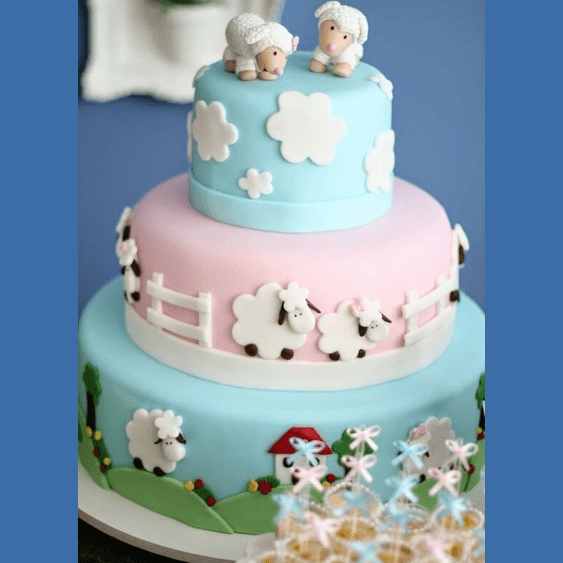 Dreamy Meadow Baby Shower Cake