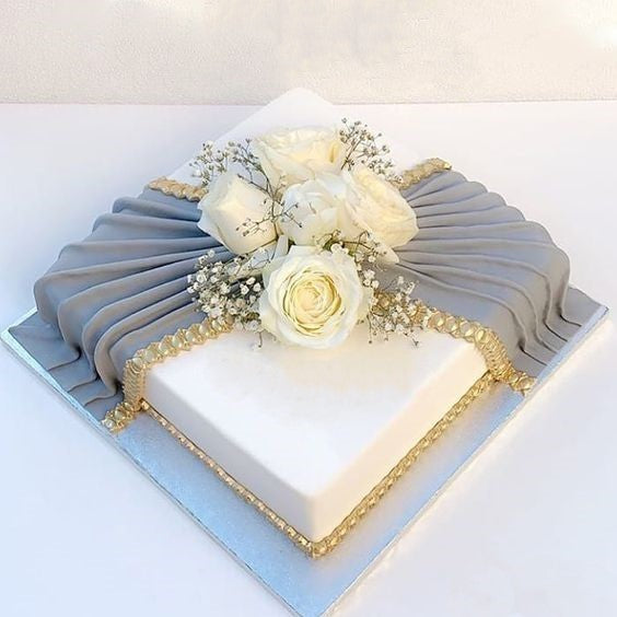 White Roses Draper Cake