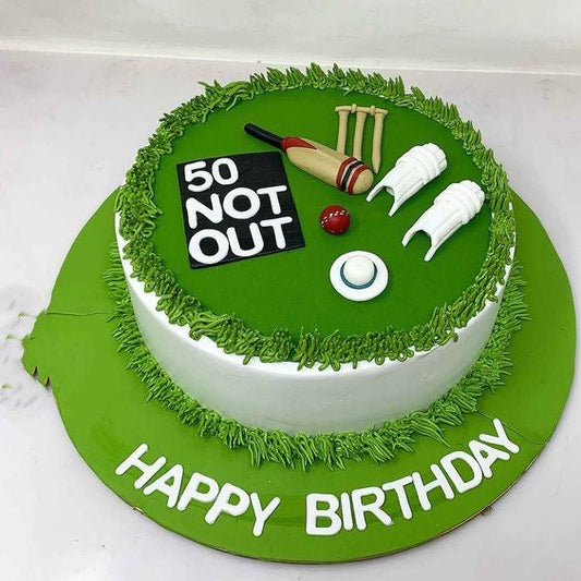 Not Out 50 Cricket Cake