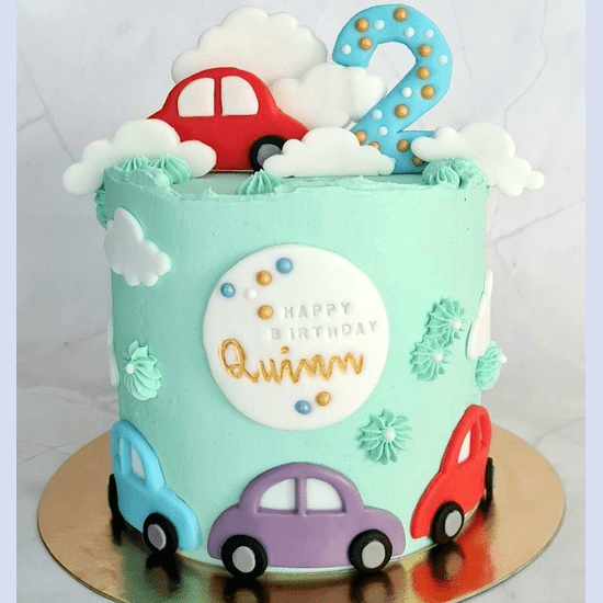 Pastel Aqua Drive Car Cake