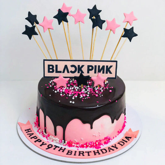 Stunning Black Pink Theme Cake